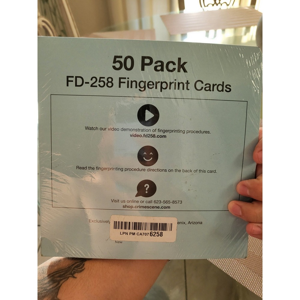 Fingerprint Cards Applicant FBI FD-258 Video fingerprinting tutorial (50 pack) - Picture 2 of 2
